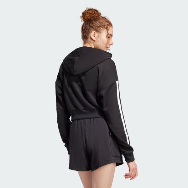 Essentials 3-Stripes French Terry Crop Hoodie - Image 2